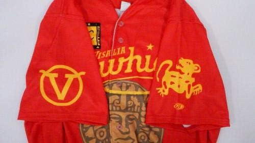 Visalia Rawhide 21 jogo emitiu camisa vermelha dos anos 90 nickelodeon hidden temple 26 - jogo usado camisas mlb