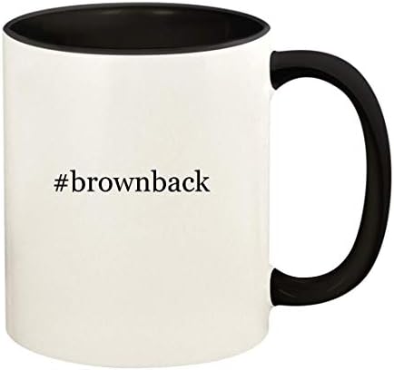 Presentes de Knick Knack #Brownback - 11oz Hashtag Ceramic Colored Handle and Inside Coffee Cup Cup, preto