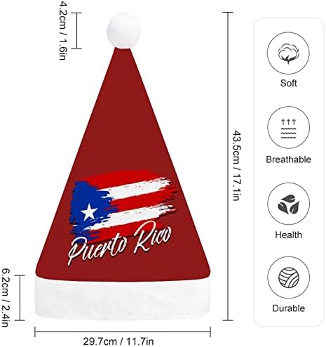 Vintage Porto Rico Bandeira Chapéu de Natal Papai Noel para adultos unissex Comfort Classic Xmas Cap para a festa de Natal Holiday