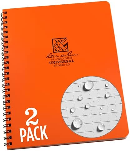 Rito no caderno em espiral lateral à prova de clima, 6,625 x 8.5, capa de laranja, padrão universal, 2 pacote