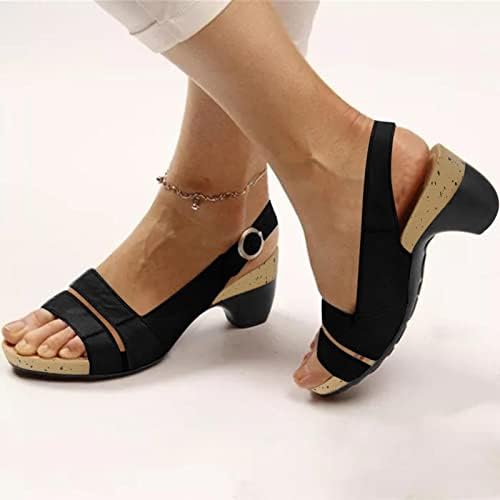 Sandálias de verão GUFESF para mulheres 2023, mulheres sandálias casuais de cunha confortáveis ​​do pé aberto sandálias de salto