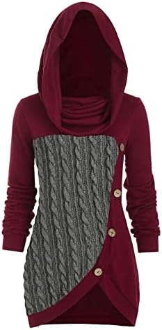 Suéter de malha de cabo feminino de tamanho O-pescoço de pachado de pachado de pachado sólido de manga comprida