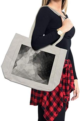 Bolsa de compras preta e cinza de Ambesonne, triângulos poligonais Dots e círculos padrão de arte contemporânea inspirada