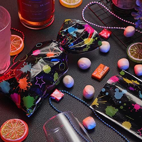 Epakh 100 pacote bolsas de doce de néon bolsas de brindes plástico sacolas coloridas de tratamento brilham no material escuro de
