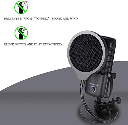Windscreen do microfone - 4 polegadas 3 camadas Filtro pop com clipe flexível de ganso de 360 ​​° Compatível com Elgato Wave: