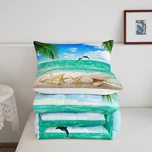 Erosebridal Ocean com tema Bedding Godding Sets Sets Hawaiian Beach Beddings Sets King ， Sea Conch Conch Starfish Impressa