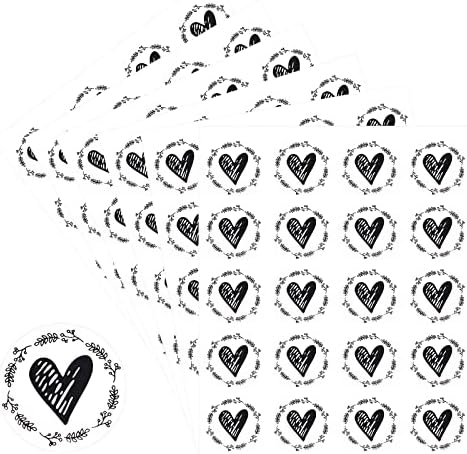 Lind Kitchen 20pcs/folha Adesivos de coração preto Seales de envelopes de coração redondo adesivo de vedação para