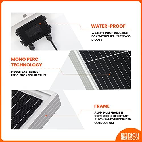 Painel solar solar de 200W rico+ hardware de montagem Z para RV Van Diy Off-Grid System