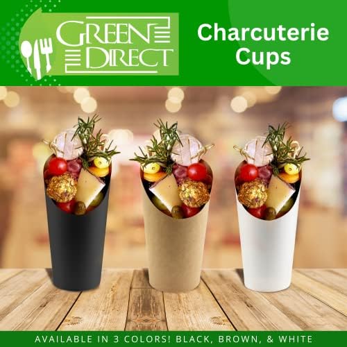 Cups de fritas francesas verdes Direct Black Copo descartável de papel | Charcuterie Cups Disportável Fry Fry Solder | Copas de papel pacote de batatas fritas de 50 xícaras de aperitivos