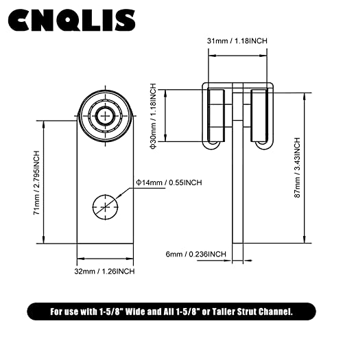CNQLIS 2 Rollo de rolamento de canal de roda Rolos de montagem por 1-5/8 de largura e todos os canais de suporte