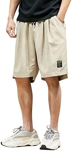 Calça capri de ubst masculina calça japonesa calça casual solta verão com bolsos elásticos de cordão elástico ajuste 3/4 calças