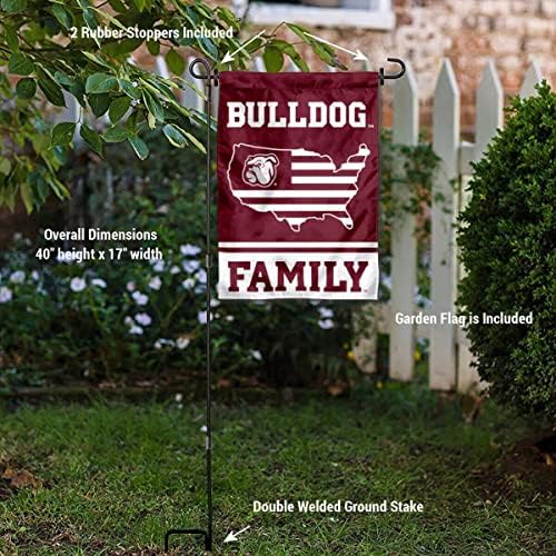 Mississippi State Bulldogs Garden Bandy With USA Country Stars and Stripes e USA Flag Stand Pole Setent Set