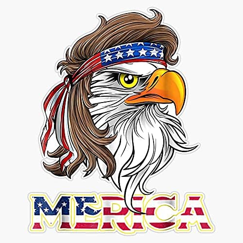 Hof Trading Eagle Mullet - 4 de julho de bandeira americana Merica USA Vinil adesivo à prova d'água do laptop de parede de parede adesivo de pára -choques de 5 polegadas de 5 polegadas