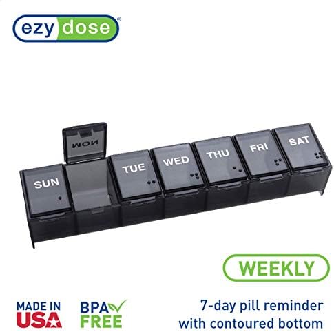 Ezy Dose semanal Organizador de comprimidos, planejador de vitaminas e caixa de medicina, compartimentos grandes, inclui