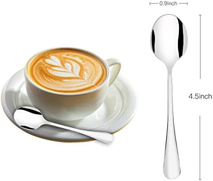 Yolife 12 PCs Demitasse Espresso Spoons, 4,5 polegadas mini colheres de café em aço inoxidável