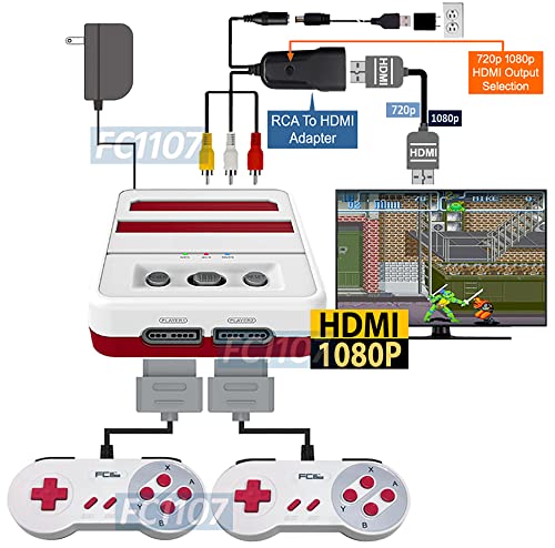 AllAboutAdapters Hybrid FC Twin Retro Gaming System com 1080p HDMI para jogos NES SFC
