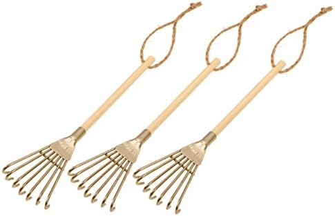 Cabilock 3pcs mini ferro a rake dourado acessórios ao ar livre Mini Dollouse Sand Garden Kits Tools Ferramentas de grama