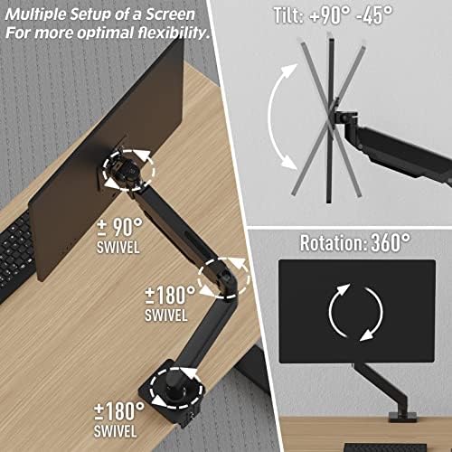 Montap Montagem de Monitor Single Monitor Pesado, com placa de reforço de mesa - Monitor de suporte da mesa de mesa