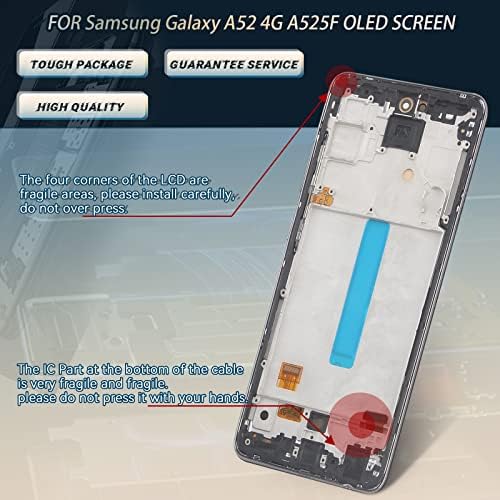Exibição OLED YWLRONG Compatível com o Samsung Galaxy A52 4G A525F LCD Substituição sensor de tela de toque com kit