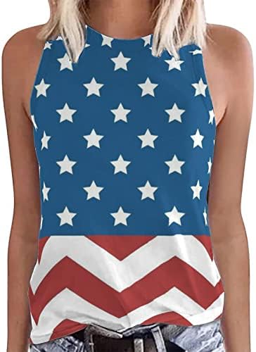 Tampo do dia do dia da independência para mulheres American Flag Shirt Tops patrióticos angustiados 4 de julho sem mangas EUA