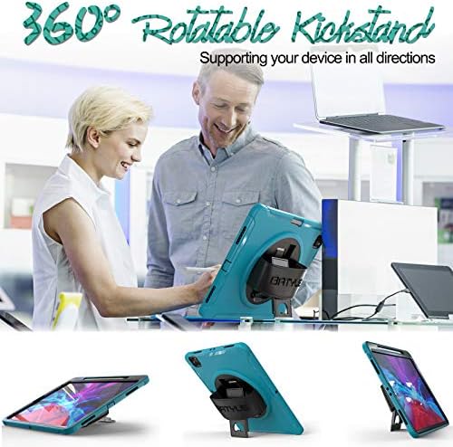 Batyue iPad Pro 12.9 CASO 6/5º/4º/3ª GERAÇÃO 2022 2021 2020 2018 com porta -lápis, Kickstand giration, alça de mão, cover de