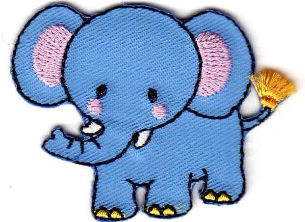 Elefante - Crianças - Animais - Bebês - Ferro em adesivo bordado