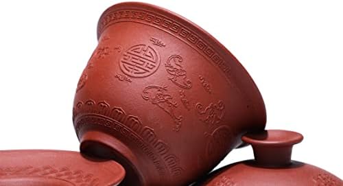 Siline Yixing Zisha Pury Clay Gaiwan, copo chinês de tigela de chá kungfu, aparelho de chá de folhas soltas, 4 oz