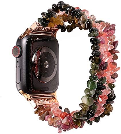 Bdnjn para Apple Watch Band 45mm 41mm 38mm 40mm 42mm 44mm para Iwatch 7/6/5/4/3/2/1/1 Mulheres Madeiras de pedra natural Substituição
