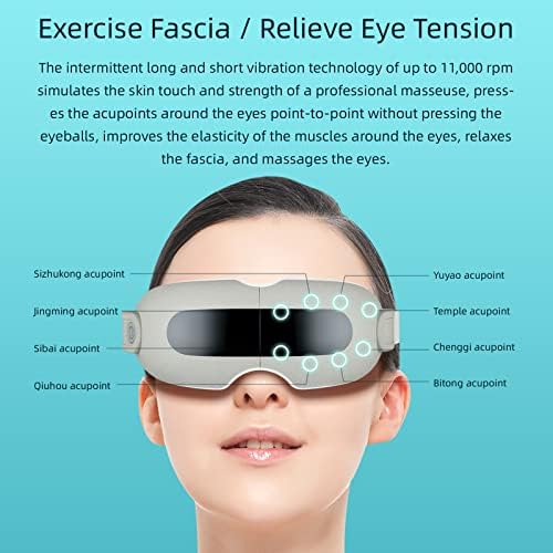 Massageador de olho de vibração 3D seyrlmk com janela de visão 16 micro motores massageador de olho inteligente para relaxar enxaquecas de olho seco dormindo e reduzir a tensão ocular