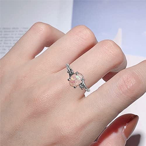 Anel de flauta requintado anéis de prata feminino Oval Cut Faux Diamond Jewelry Birthday Proposta Presentes de noivado de noiva Anéis