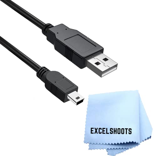 Excelshoots Cabo USB, compatível com câmera digital DSLR DSLR Rebel Rebel T7 e outros dispositivos, mini cabo de transferência de dados USB, cabo de carregamento de carregamento e pano de limpeza - 3 pés