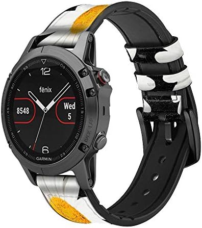 CA0334 Daisy Flower Leather & Silicone Smart Watch Band Strap for Garmin Approach S40, Forerunner 245/245/645/645, Tamanho Venu Vivoactive VivoDove