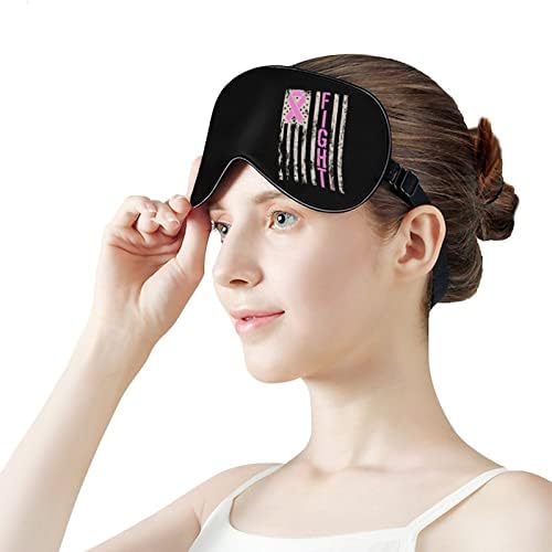 Luta contra o câncer de mama consciência dos EUA bandeira de dormir máscara de olho tampas macias de olho bloqueando as luzes vendidas com cinta ajustável para tirar uma soneca