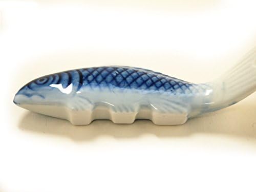 Conjunto de porcelana japonesa azul-azul de carpa de 5 descansos de pauzinhos