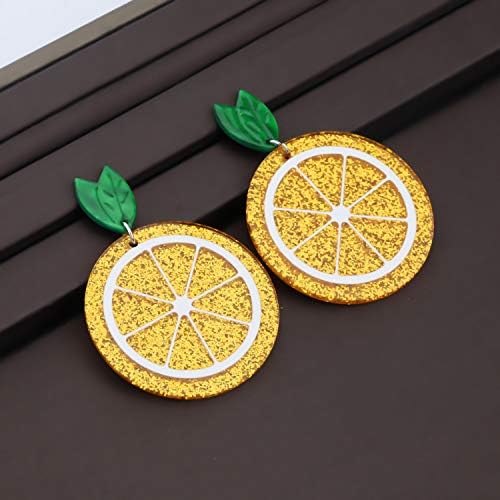 Brincos de charme de limão dourado Brincos de joias de fatia de limão amarelo Presente de jóias de frutas para amantes de limão
