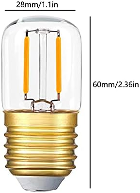 YDJOO Mini LED Edison Lâmpada 1W Bulbos de filamento vintage T28 Mini Tubo 2200K Luzes de vidro clara e de vidro branco Bulbo E26 E27 Luzes decorativas de base média, Dimmable, 8 pacote