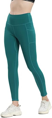 Leggings de ioga de cintura alta feminina de Connande com 2 bolsos de 7/8 de comprimento treino de trecho atlético de corrida de ioga calças de ioga