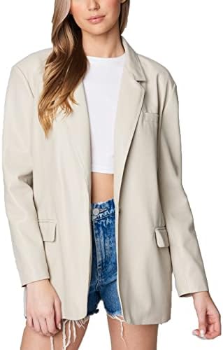 [Blanknyc] roupas de luxo femininas Blazzer de grandes dimensões com bolsos, casaco confortável e elegante