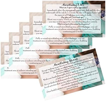 Microblading Cards Aftercare Green | 50 pacote | Instruções de cuidados recomendados de Microblade Printed Disponíveis de Perguntas