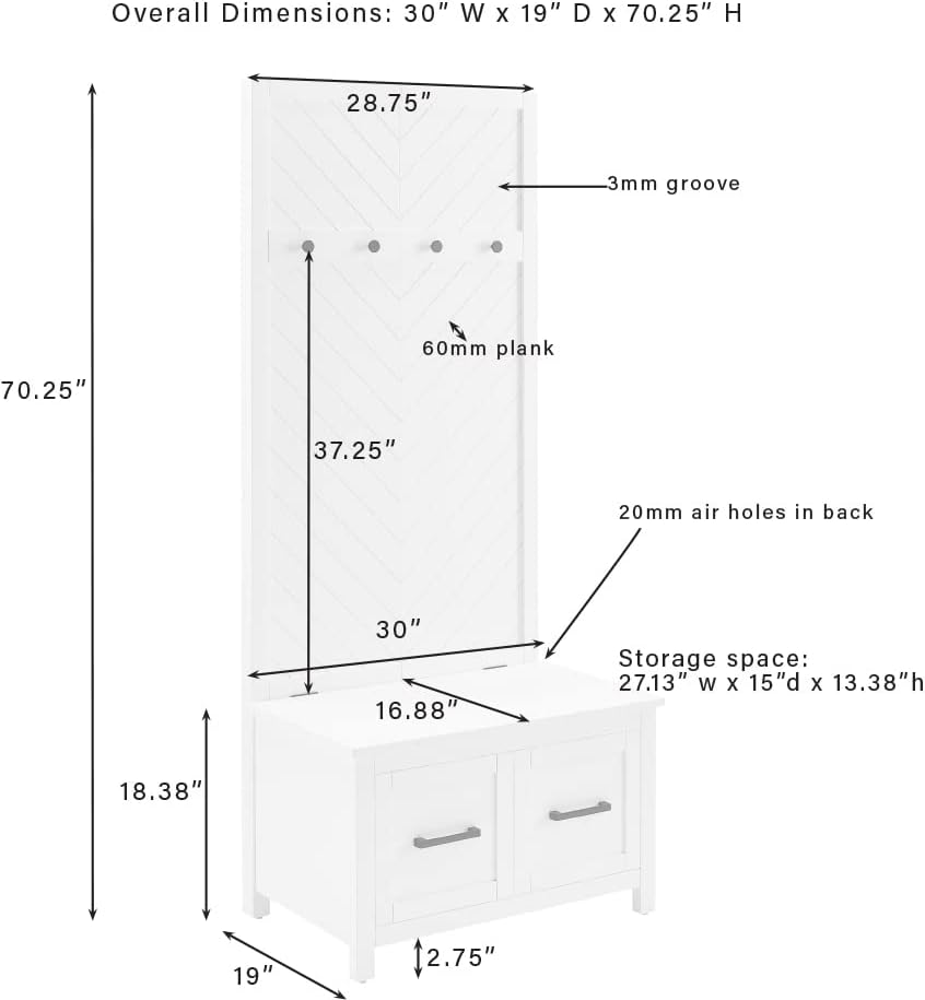 Crosley Furniture Kayce Hall Tree, branco