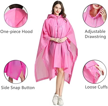 YunlovXee Rain Poncho Caiat para adulto - 2-5 pacote EVA EVA WATE Impermepert Rain Coast Caneca de chuva reutilizável