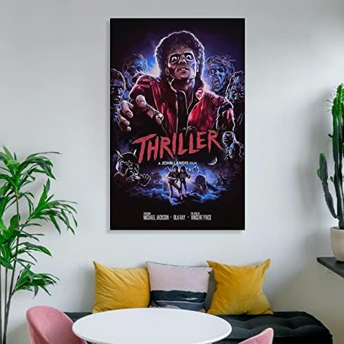 Michael Jackson Thriller Music Poster Arte Tela Prints de arte de parede para decoração de parede Decoração Decoração de quarto Presentes 08x12inch