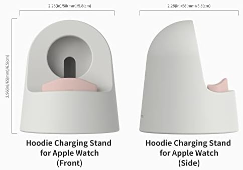 Charger de altura ajustável Stand para Apple Watch Ultra, Sinjimoru Silicone Charging Station Dock para Apple Watch Series 1/2/3/4/5/6/7/7/SE/SE2/8/Ultra. Capacho de capuz Stand para Apple Watch Ivory
