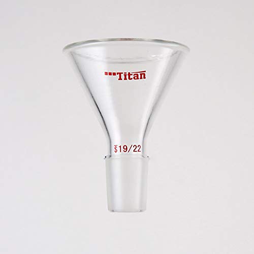Funil de pó de caule curto de vidro com 90 mm de O.D. e 19/22 funil de filtro interno do funil Funil Triangle Funil