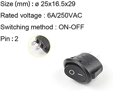 Interruptor de balancim shubiao 5pcs kcd1 redondo pequeno interruptor de balancim 25 * 16,5 mm mini redondo preto branco
