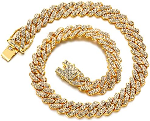 Cadeia de ligação cubana junvitutuosa masculino de miami colar cubano prata/ouro bling diamante jóias de hip hop para mulheres