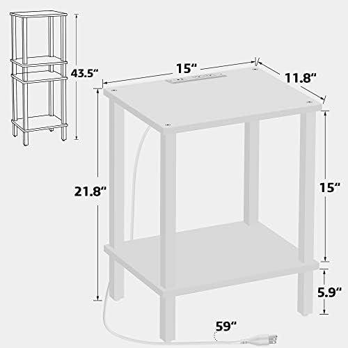 Tabela final Tutotak com estação de carregamento, mesa lateral com portas e lojas USB, mesa de cabeceira, prateleira de armazenamento