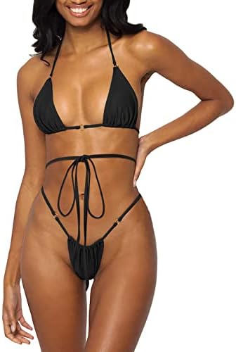 Mulheres Halter String Bikini Set Sexy Tanks Cheek