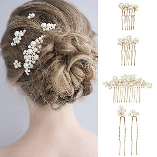 Sppry Wedding Pearl Hair Pebbs Conjunto de 5 PCs - Acessórios de cabelo elegantes para mulheres nupciais