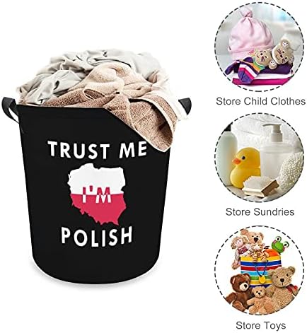 Confie em mim, eu sou polonês oxford pano cesto de lavanderia com alças de cesta de armazenamento para organizador de brinquedos cesto de berçário cesto banheiro